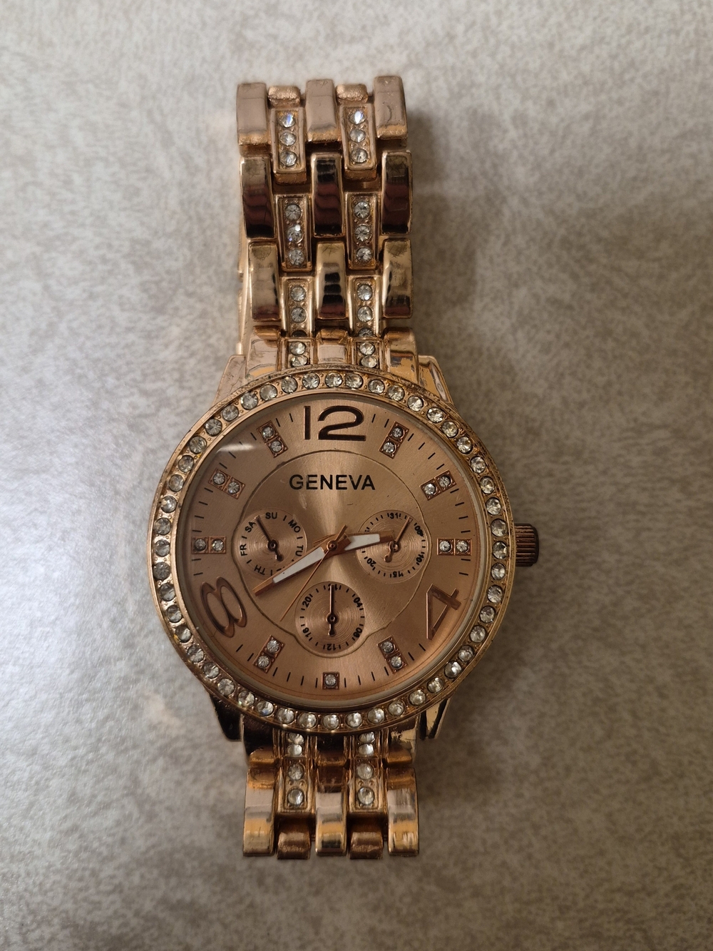 Geneva Rose Gold Crystal Bracelet Watch
